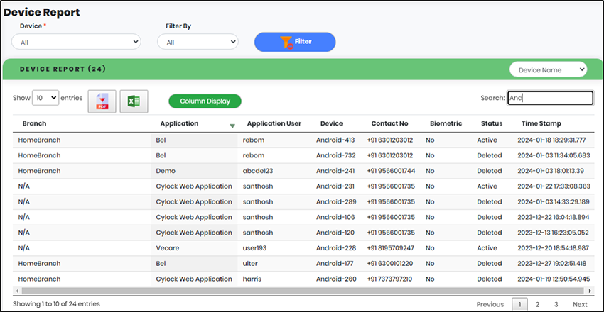 Device report search result- CyLock